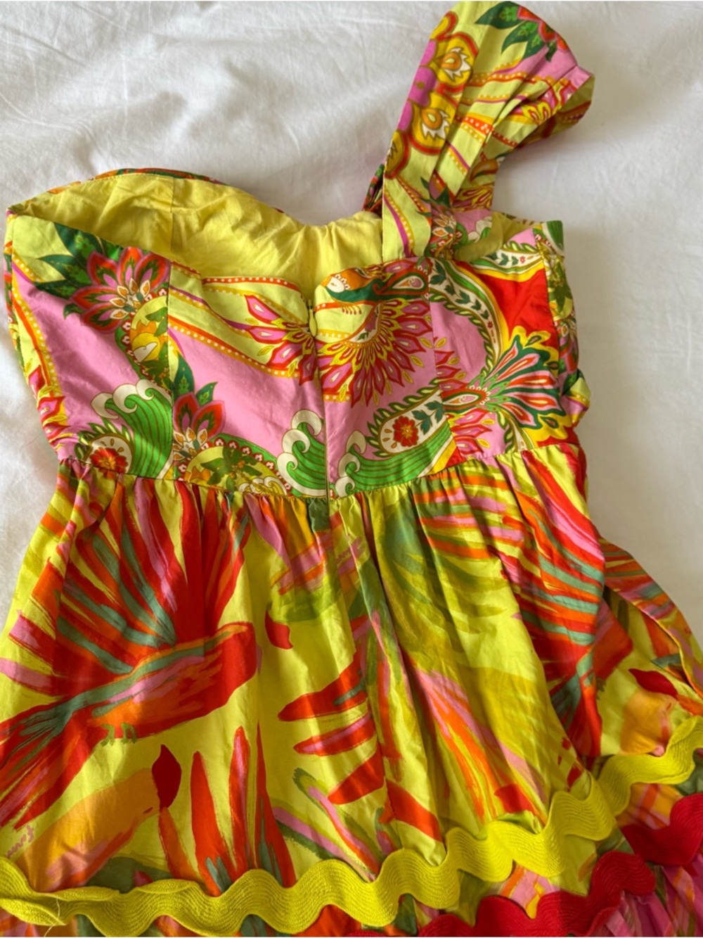 Farm Rio Mixed Prints One-Shoulder Dress Size XS - Picture 7 of 13